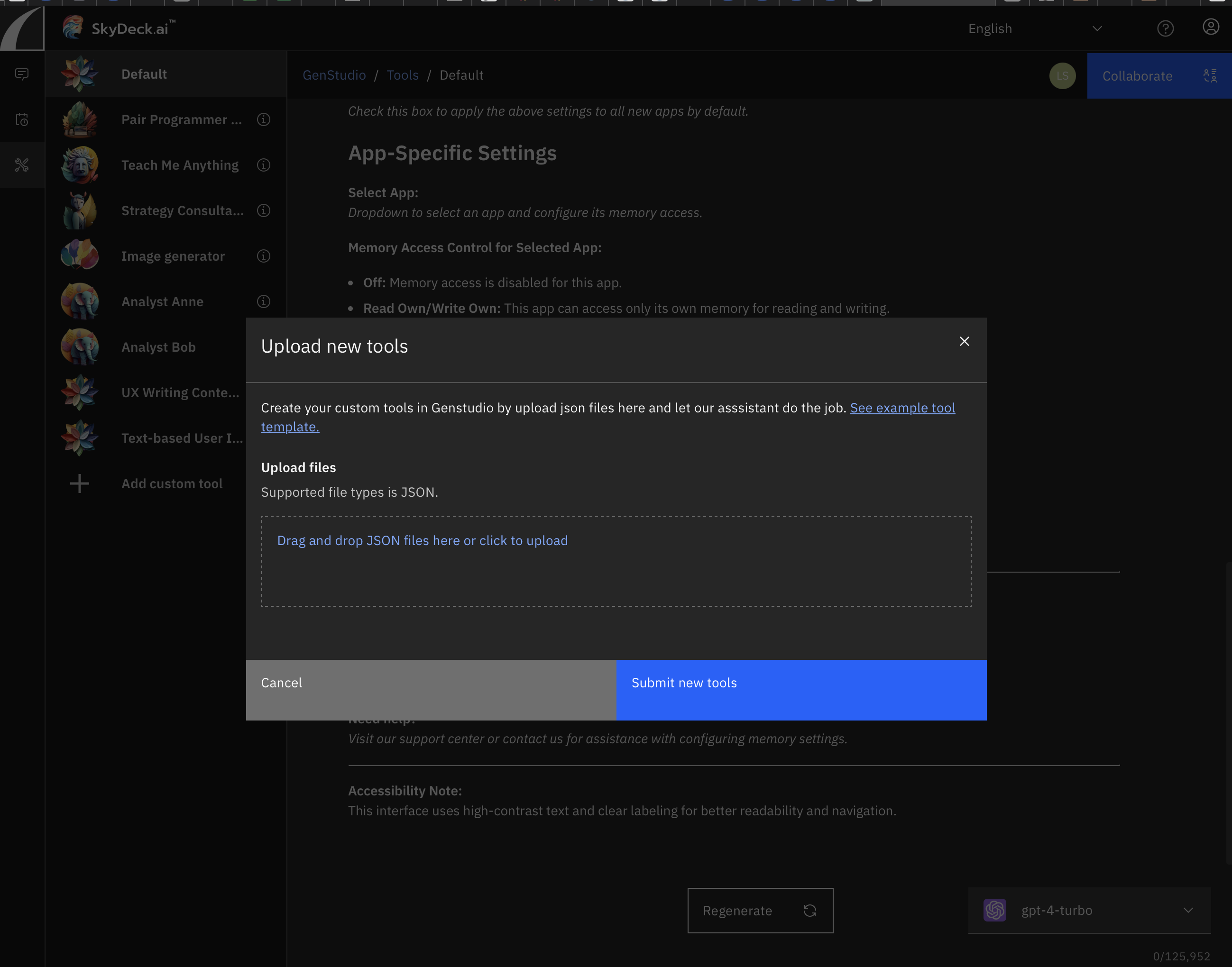 benutzerdefiniertes Tool hochladen