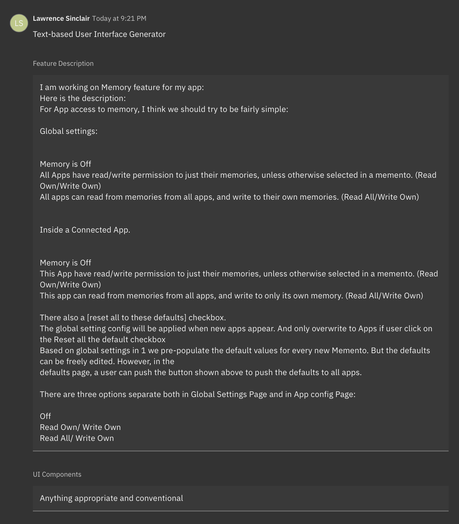 textbasierter UI-Generator Beispiel-Eingabe